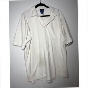 Faconnable Mens XL White Pique Cotton Short Sleeve Pocket Polo Shirt Design